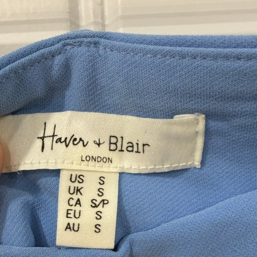 NWOT Elegant Blue Pull-on Tie-Waist Women's Trousers - Picture 3 of 4